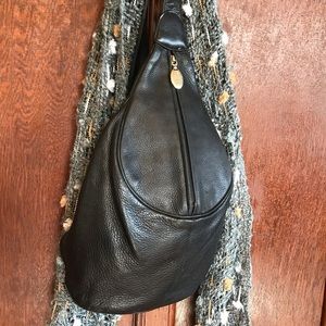 Stone Mountain Black Leather Sling Bag